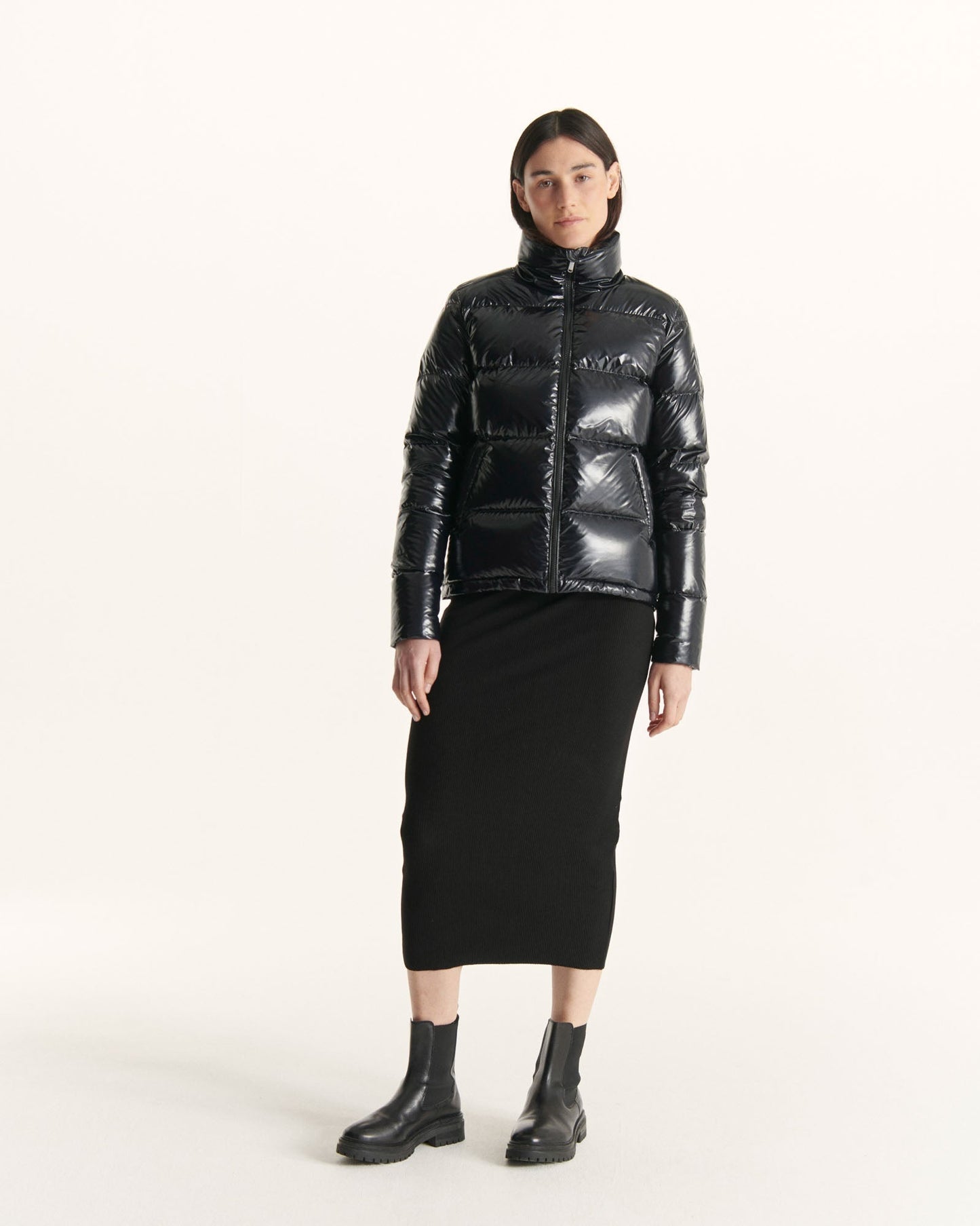 Doudoune laquée avec des cristaux Swarovski®️ Grand Froid Noir Cardiff